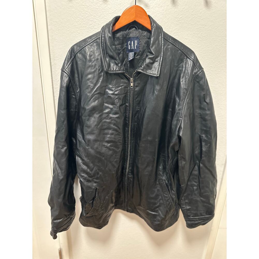 Vintage GAP Leather Moto Jacket, Size XL